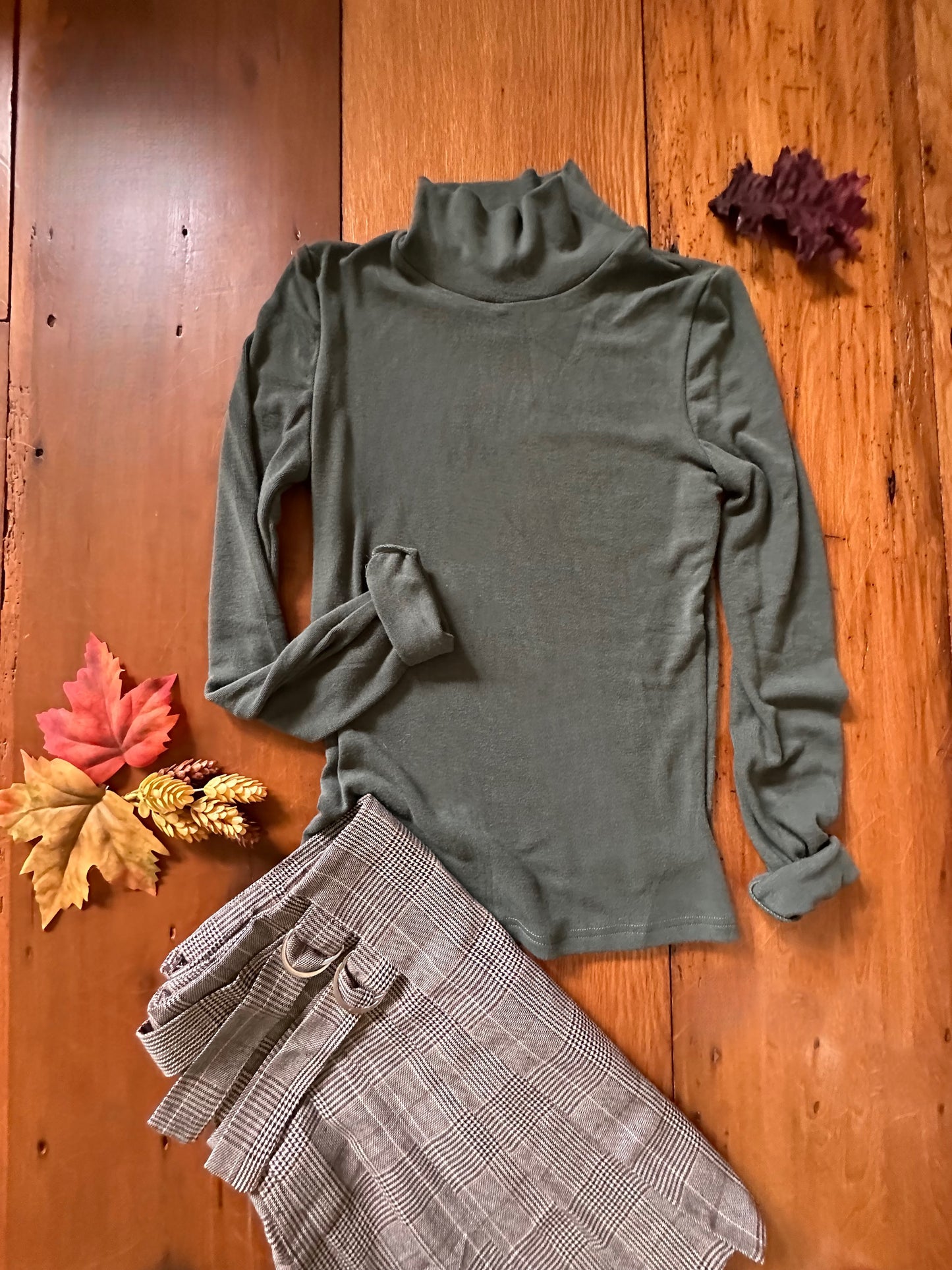 Olive Soft Turtle Neck Top