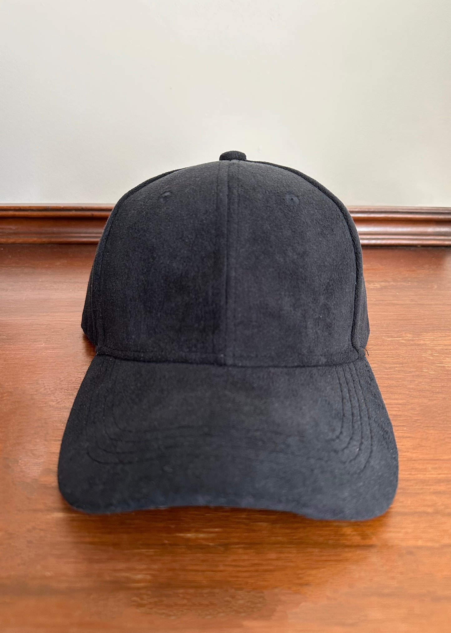 Black Vegan Suede Baseball Cap